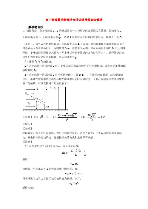高中物理数学物理法专项训练及答案含解析