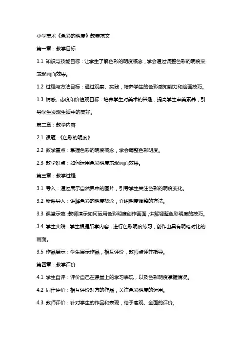 小学美术《色彩的明度》教案范文