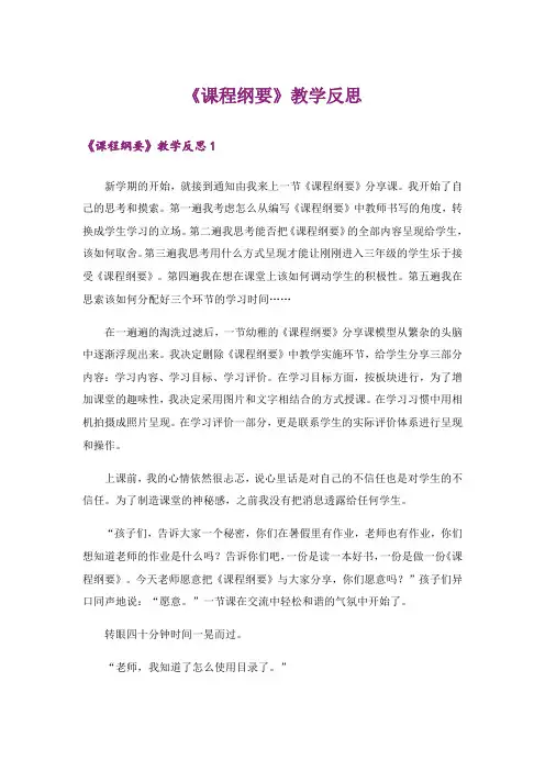 《课程纲要》教学反思