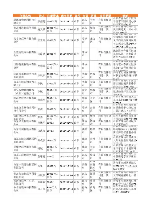 2021年山东省物联网行业企业名录3568家
