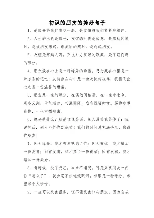 初识的朋友的美好句子