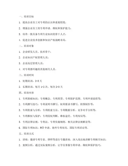专利培训计划方案