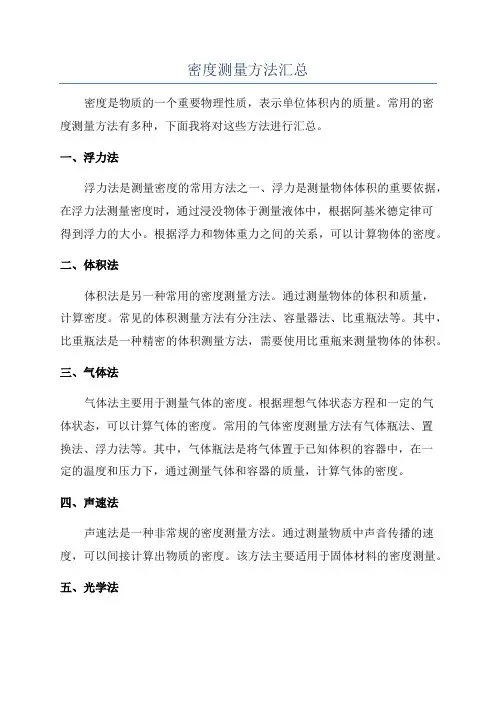 密度测量方法汇总