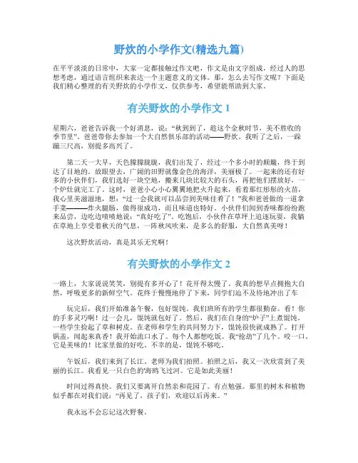 野炊的小学作文(精选九篇)