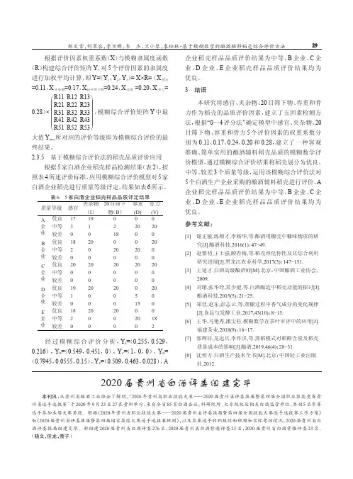 2020届贵州省白酒评委组建完毕