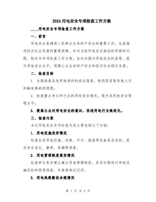 2024用电安全专项检查工作方案