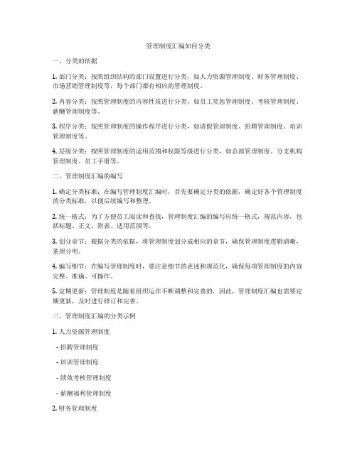 管理制度汇编如何分类