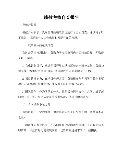 绩效考核自查报告