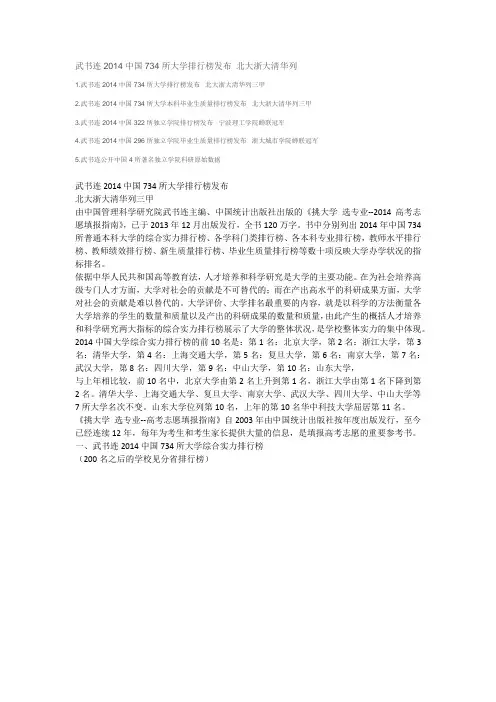 2014中国大学排行榜