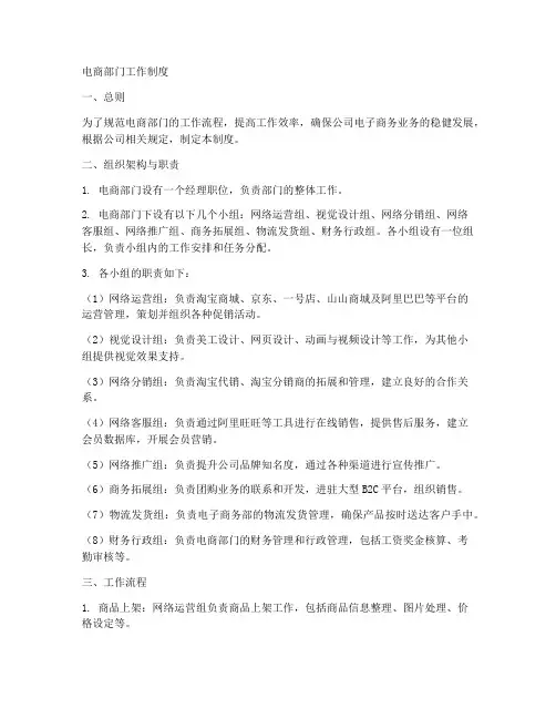 电商部门工作制度