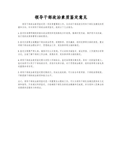 领导干部政治素质鉴定意见