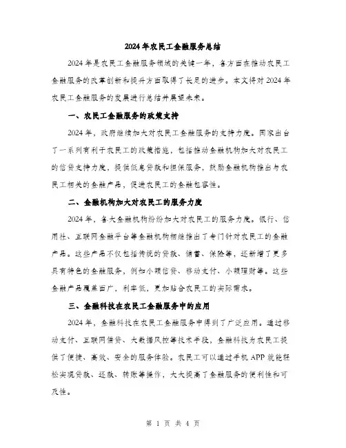 2024年农民工金融服务总结(2篇)