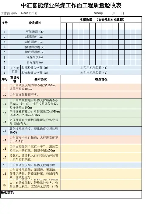 采煤验收表 (1)