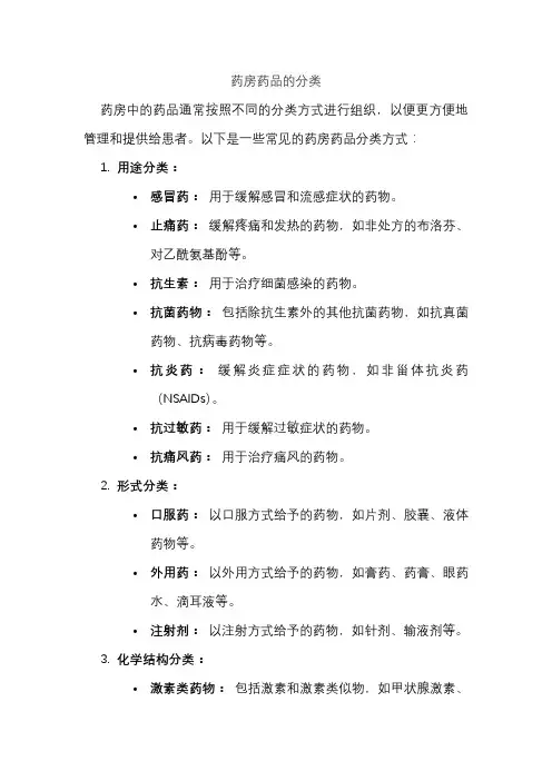 药房药品的分类