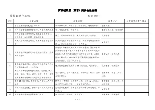 敬老院养老院福利机构安全生产检查隐患排查表格