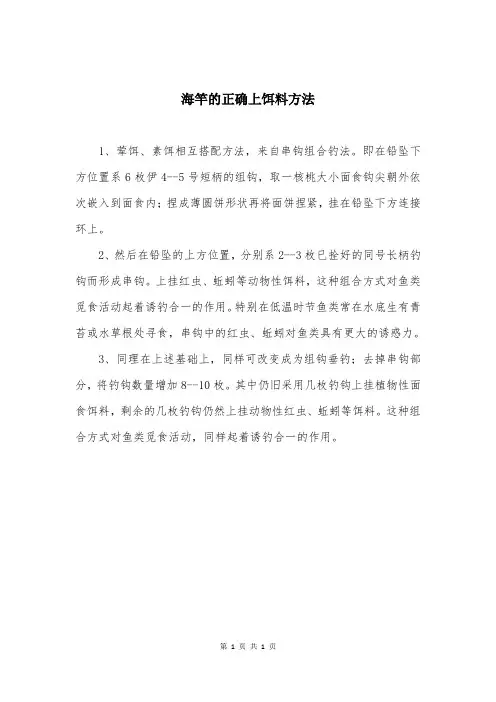 海竿的正确上饵料方法
