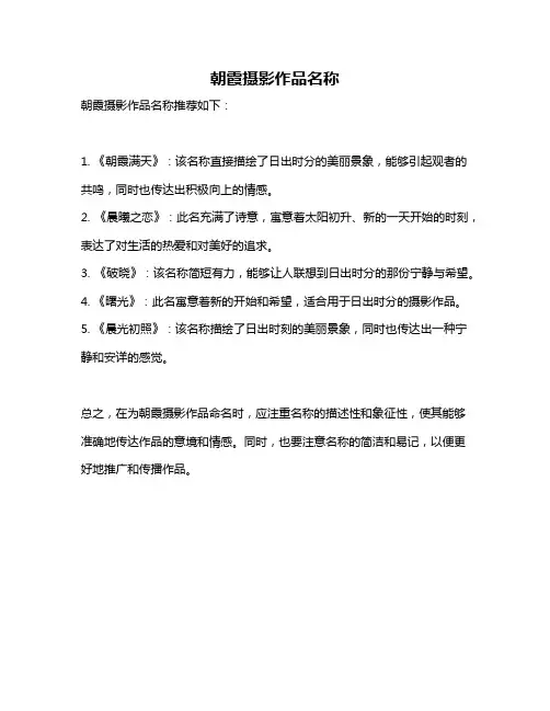 朝霞摄影作品名称