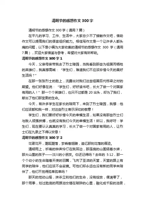 清明节的感想作文300字