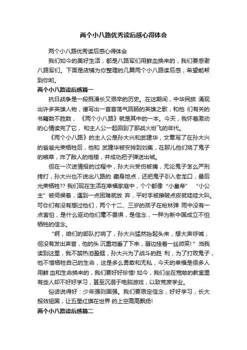 两个小八路优秀读后感心得体会