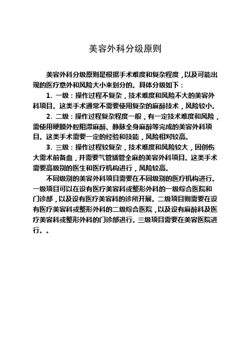 美容外科分级原则