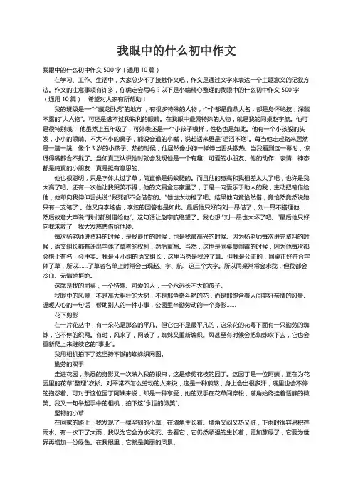 我眼中的什么初中作文500字（通用10篇）