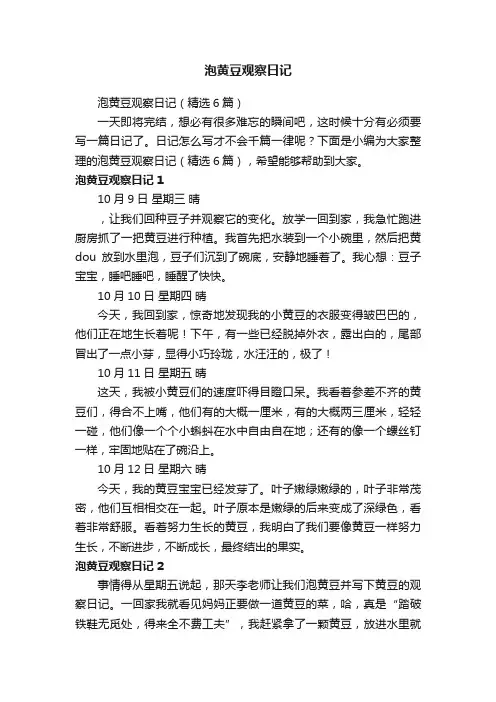 泡黄豆观察日记