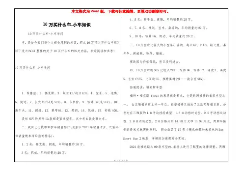 10万买什么车-小车知识