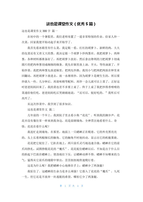 这也是课堂作文(优秀5篇)