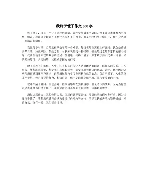我终于懂了作文600字
