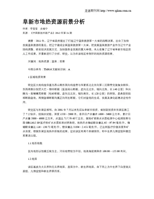 阜新市地热资源前景分析