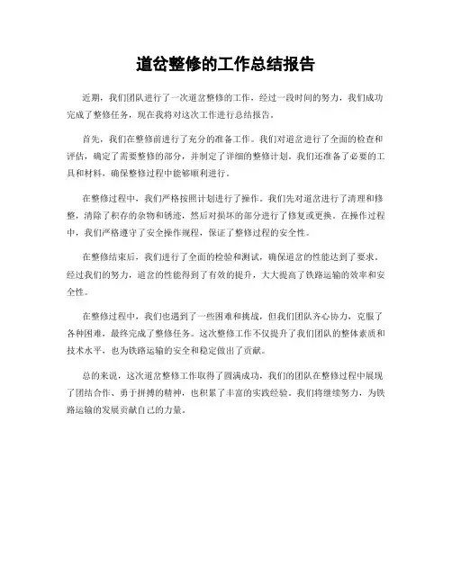 道岔整修的工作总结报告