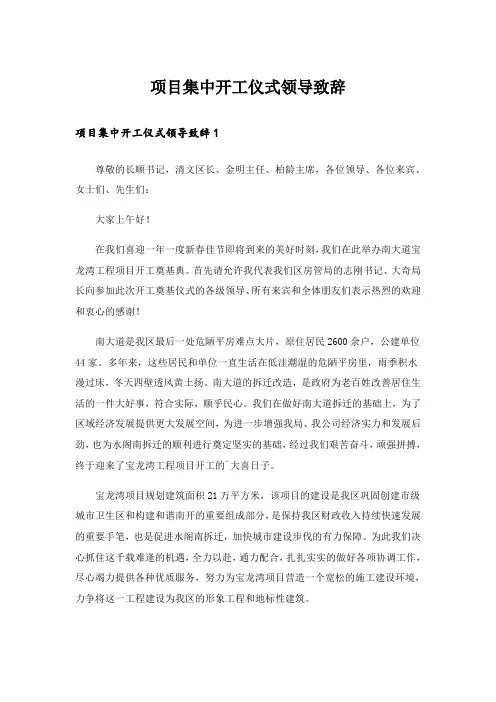 项目集中开工仪式领导致辞