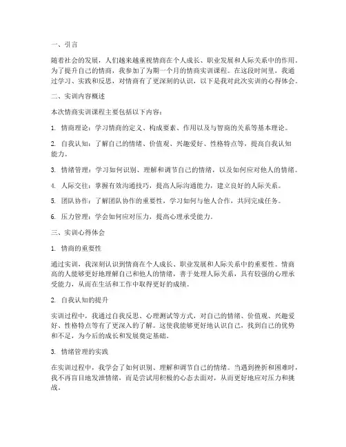 情商实训报告心得体会