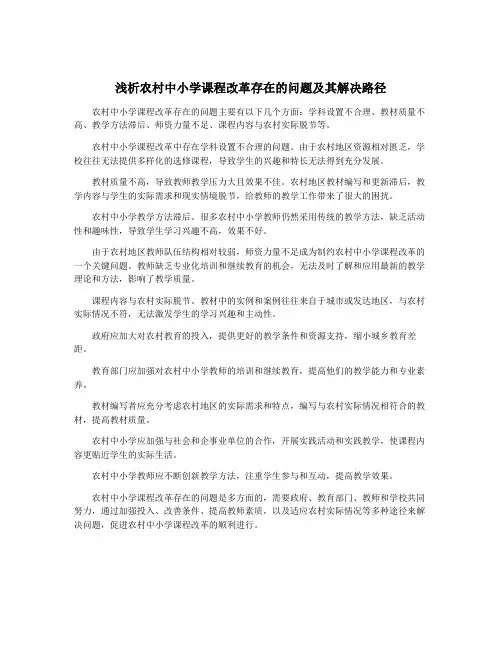 浅析农村中小学课程改革存在的问题及其解决路径