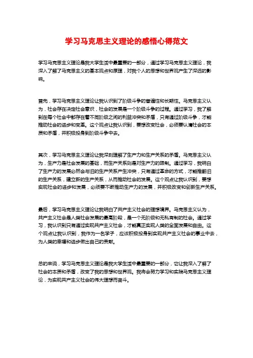 学习马克思主义理论的感悟心得范文