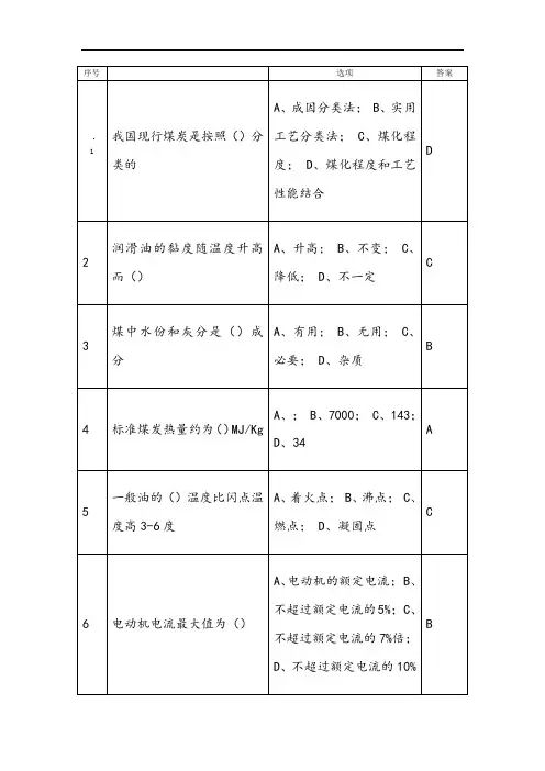 电厂燃料输煤考试题库和答案