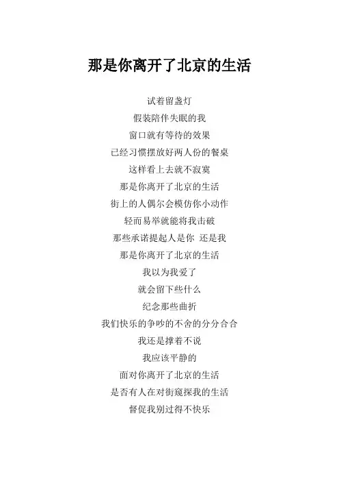 薛之谦《那是你离开了北京的生活》歌词(专辑：怪咖)