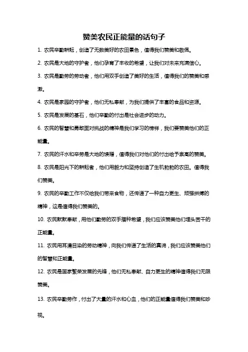 赞美农民正能量的话句子