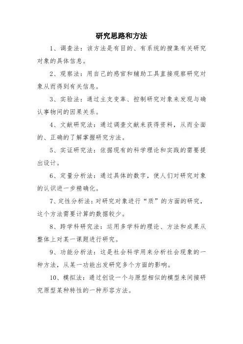 研究思路和方法