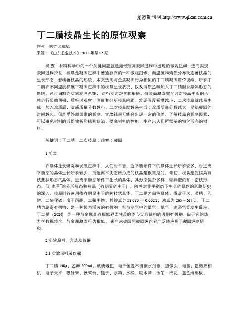 丁二腈枝晶生长的原位观察