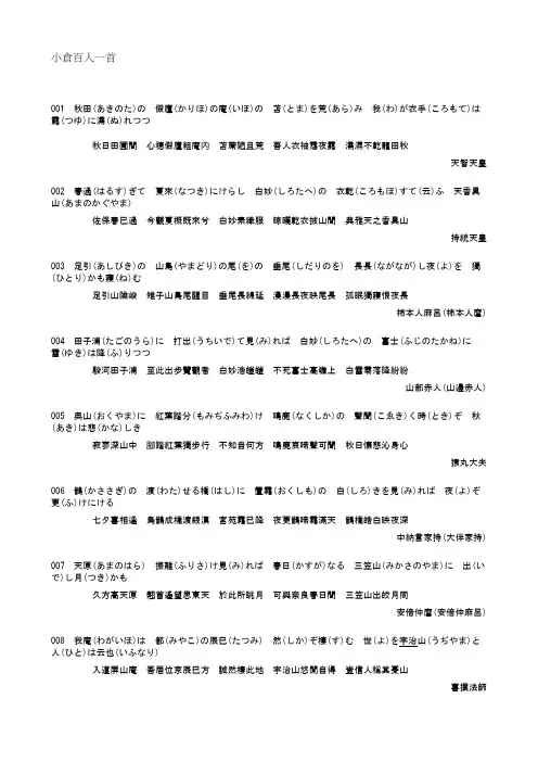 小仓百人一首