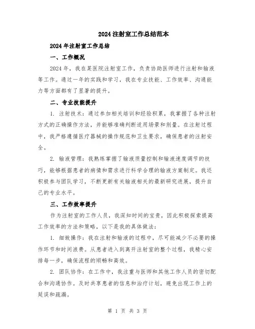 2024注射室工作总结范本