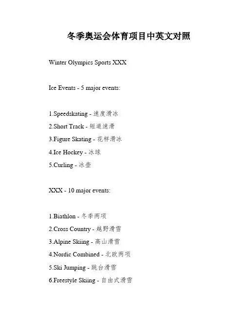 冬季奥运会体育项目中英文对照