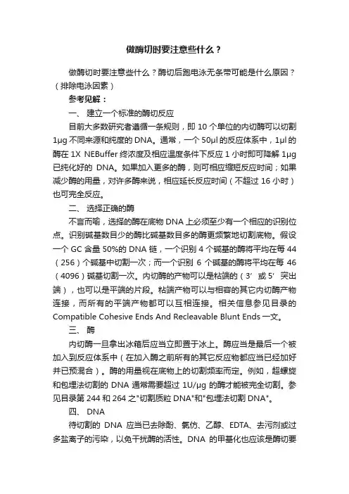 做酶切时要注意些什么？