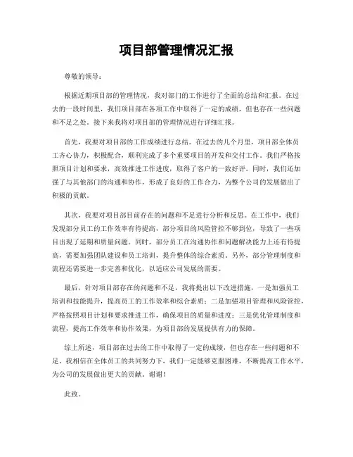 项目部管理情况汇报