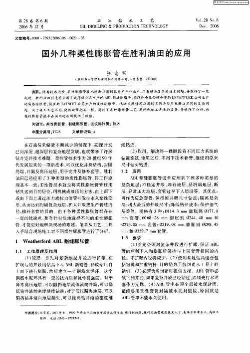 国外几种柔性膨胀管在胜利油田的应用
