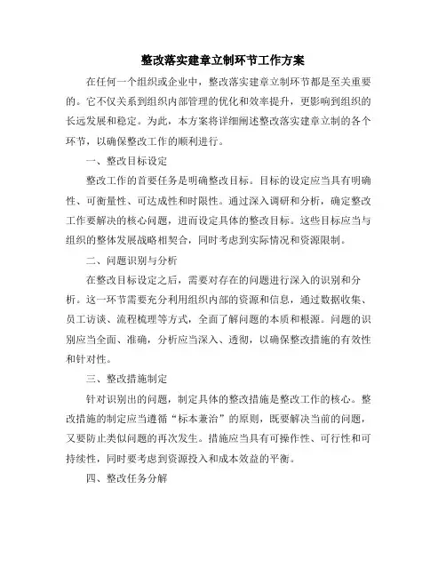 整改落实建章立制环节工作方案