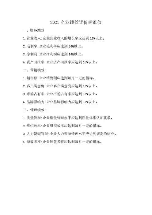 2021企业绩效评价标准值pdf