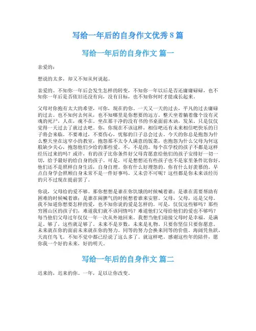 写给一年后的自身作文优秀8篇