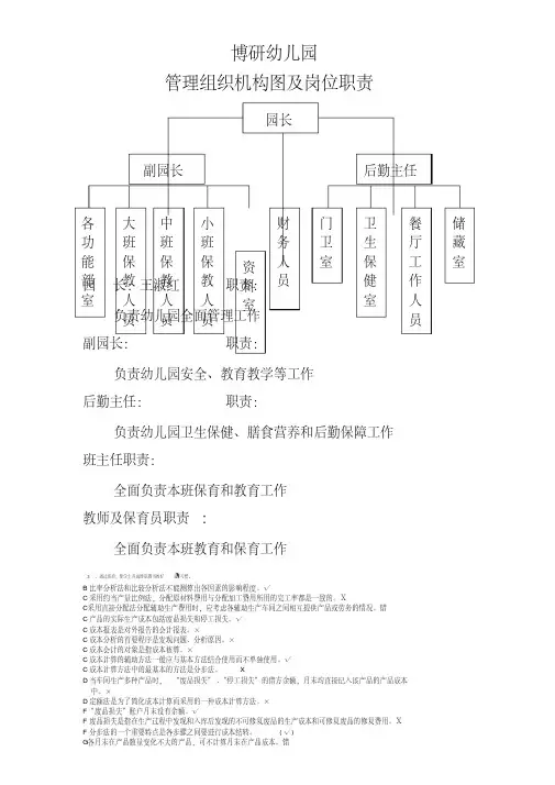 幼儿园管理组织结构图